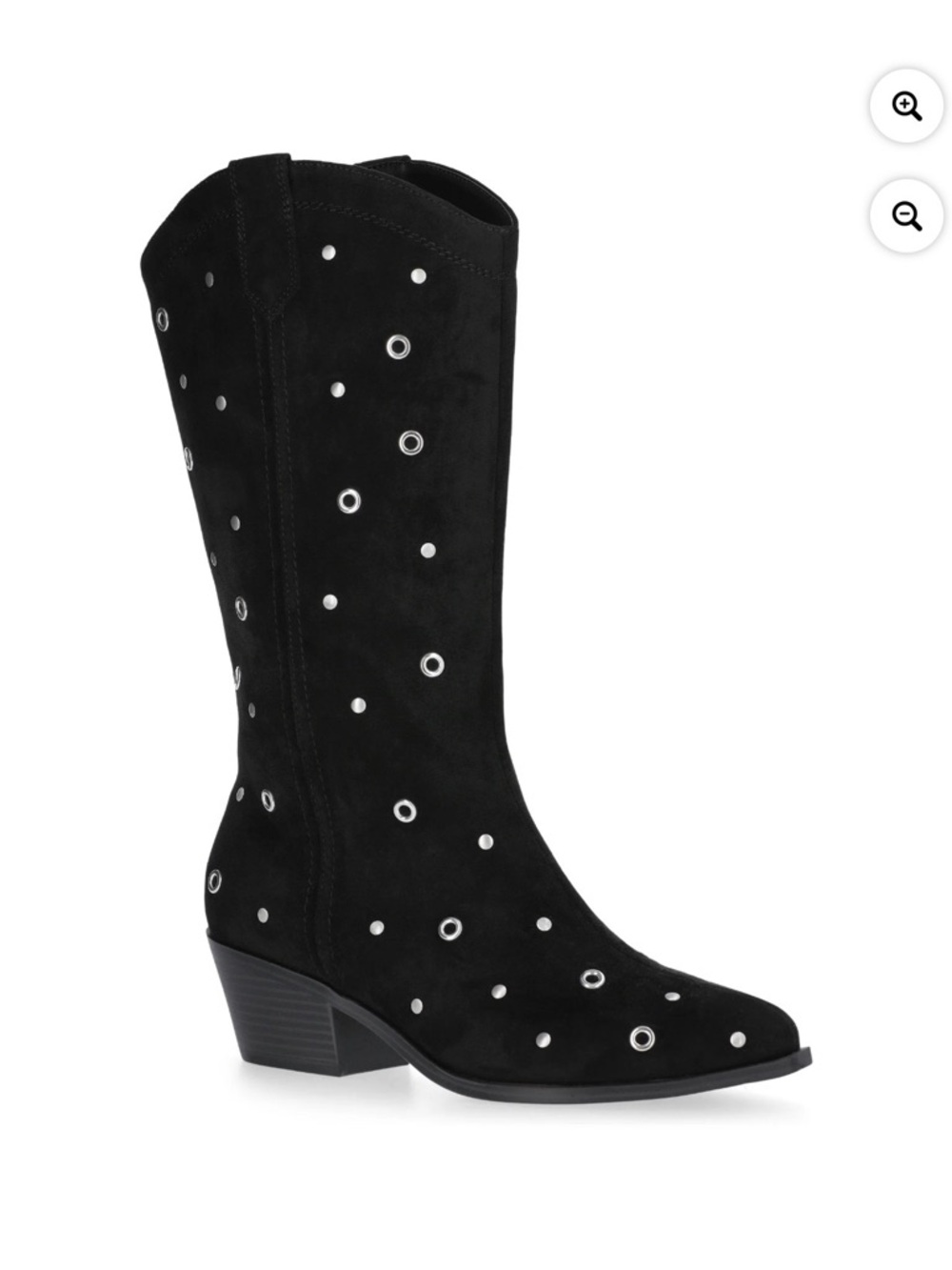 Black Suede Grommet Mid-Calf Boots